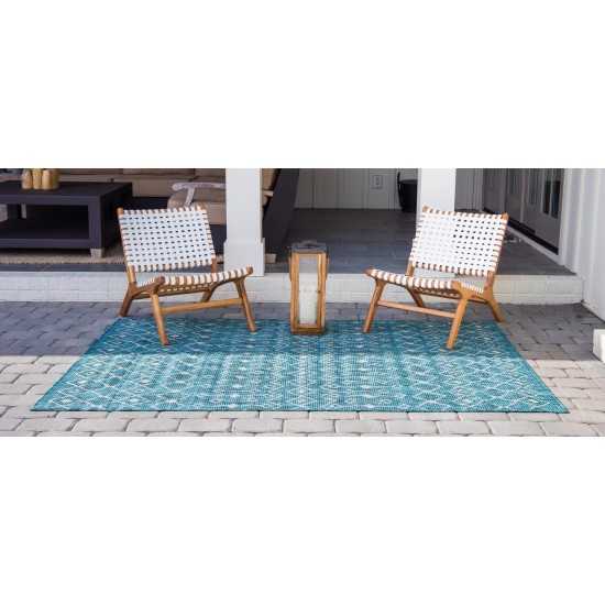 Rug Unique Loom Outdoor Trellis Teal Rectangular 7' 0 x 10' 0