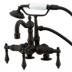 Kingston Brass Vintage 3-3/8-Inch Deck Mount Clawfoot Tub Faucet with Hand Shower, Oil Rubbed Bronze