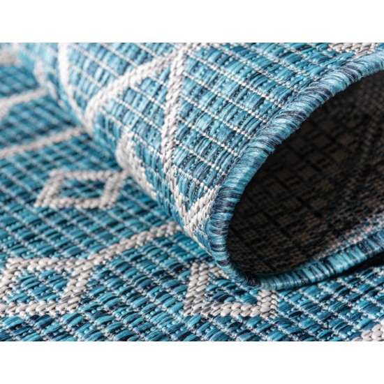 Rug Unique Loom Outdoor Trellis Teal Rectangular 7' 0 x 10' 0