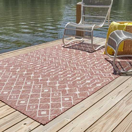 Rug Unique Loom Outdoor Trellis Rust Red Rectangular 7' 0 x 10' 0