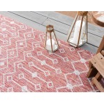 Rug Unique Loom Outdoor Trellis Rust Red Rectangular 7' 0 x 10' 0