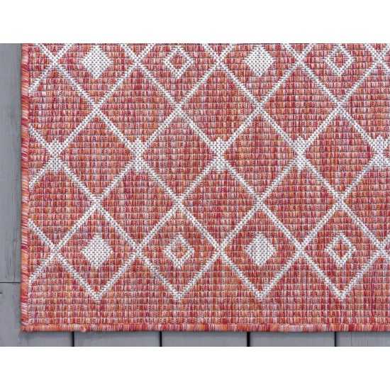 Rug Unique Loom Outdoor Trellis Rust Red Rectangular 7' 0 x 10' 0