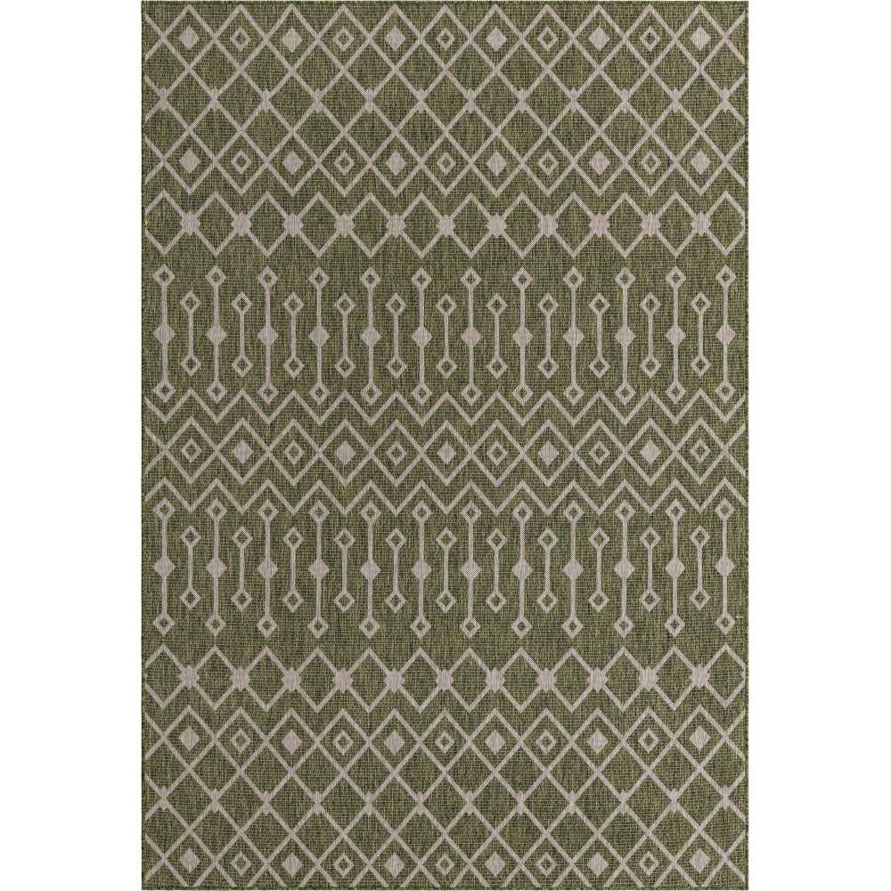 Rug Unique Loom Outdoor Trellis Green Rectangular 7' 0 x 10' 0