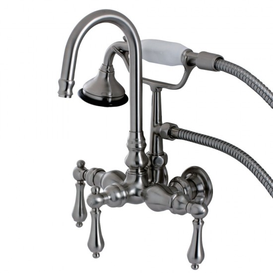 Kingston Brass Aqua Vintage Wall Mount Clawfoot Tub Faucet, Brushed Nickel