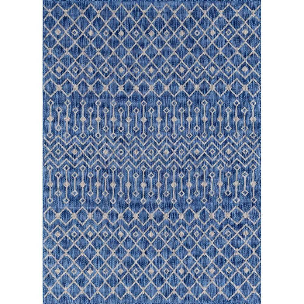 Rug Unique Loom Outdoor Trellis Blue Rectangular 7' 0 x 10' 0