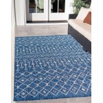 Rug Unique Loom Outdoor Trellis Blue Rectangular 7' 0 x 10' 0