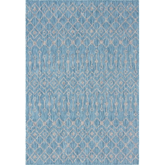 Rug Unique Loom Outdoor Trellis Aqua Blue Rectangular 7' 0 x 10' 0