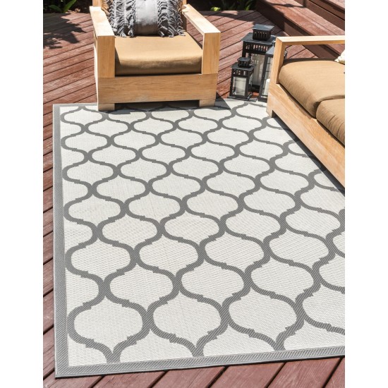 Rug Unique Loom Outdoor Trellis Gray Rectangular 7' 0 x 10' 0