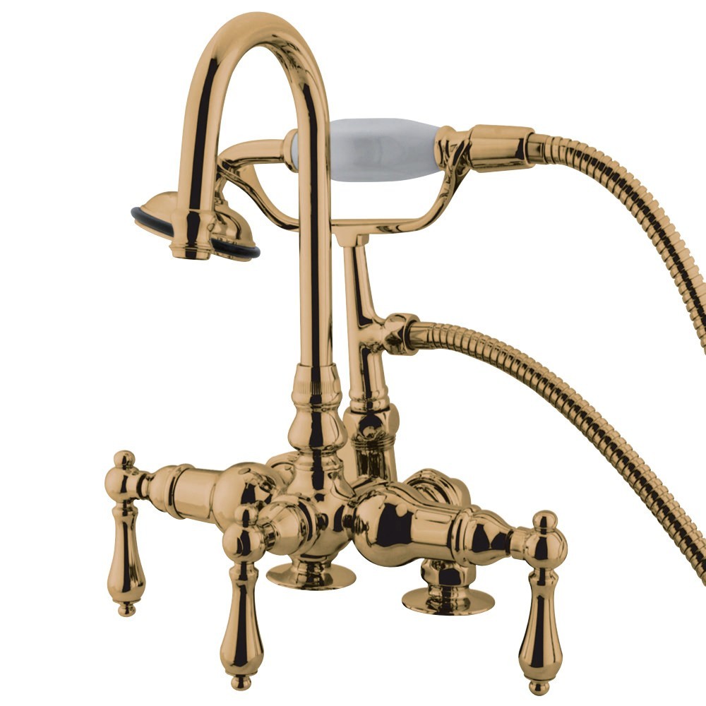 Kingston Brass Vintage 3-3/8-Inch Deck Mount Tub Faucet with Hand Shower, Polished Brass Kingston Brass Vintage 3-3/8-Inch Deck Mount Tub Faucet with Hand Shower, Polished Brass