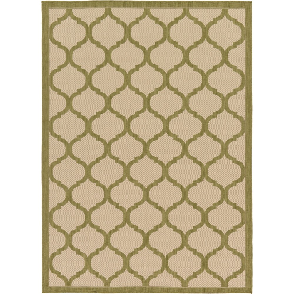 Rug Unique Loom Outdoor Trellis Olive Rectangular 7' 0 x 10' 0