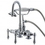 Kingston Brass Vintage 3-3/8-Inch Deck Mount Tub Faucet with Hand Shower, Polished Chrome