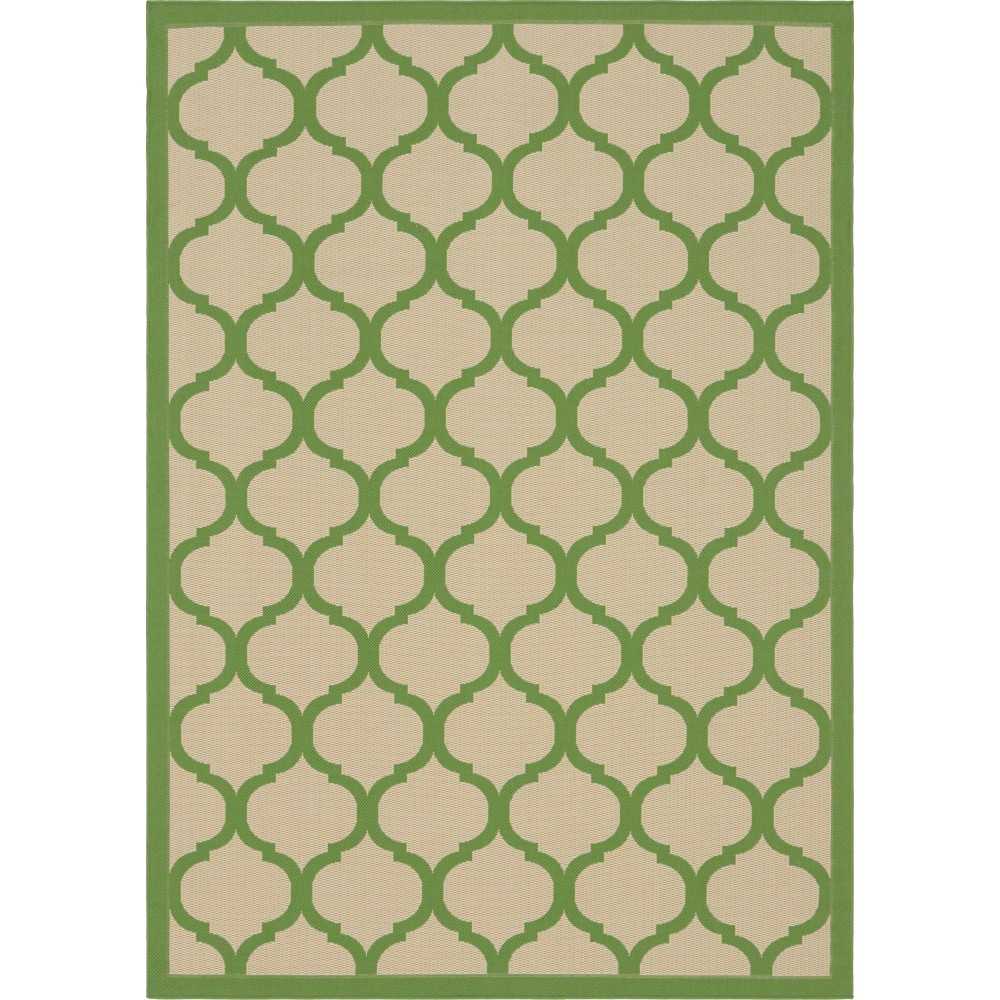 Rug Unique Loom Outdoor Trellis Green Rectangular 7' 0 x 10' 0