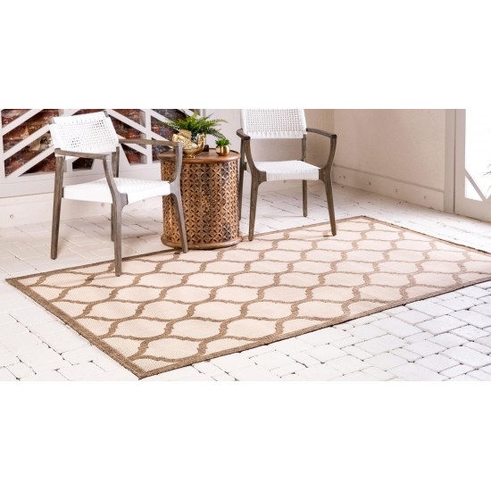 Rug Unique Loom Outdoor Trellis Brown Rectangular 7' 0 x 10' 0