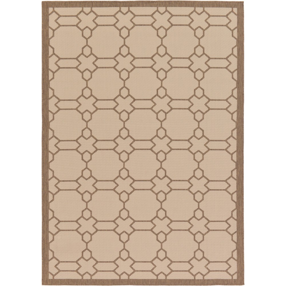 Rug Unique Loom Outdoor Trellis Beige Rectangular 7' 0 x 10' 0