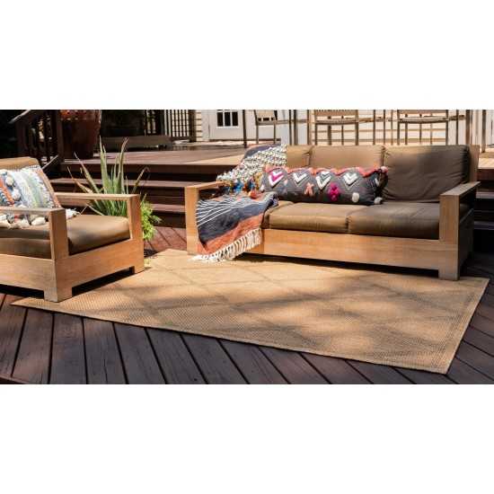 Rug Unique Loom Outdoor Trellis Light Brown Rectangular 7' 0 x 10' 0