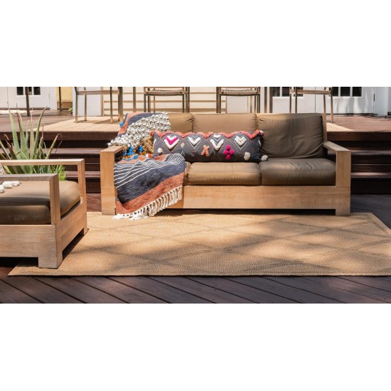 Rug Unique Loom Outdoor Trellis Light Brown Rectangular 7' 0 x 10' 0