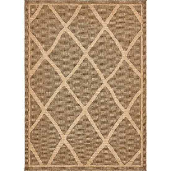 Rug Unique Loom Outdoor Trellis Brown Rectangular 7' 0 x 10' 0