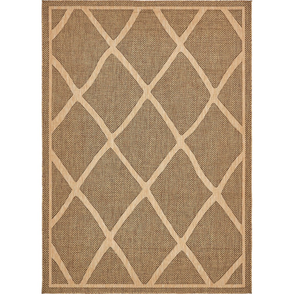 Rug Unique Loom Outdoor Trellis Brown Rectangular 7' 0 x 10' 0