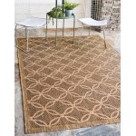 Rug Unique Loom Outdoor Trellis Light Brown Rectangular 7' 0 x 10' 0