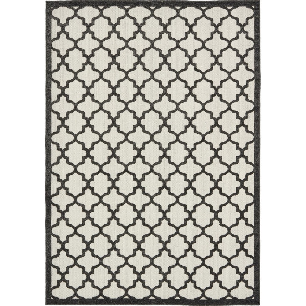 Rug Unique Loom Outdoor Trellis Black Rectangular 7' 0 x 10' 0