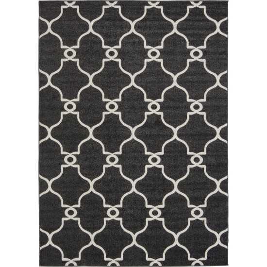 Rug Unique Loom Outdoor Trellis Black Rectangular 7' 0 x 10' 0