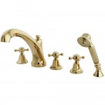 Kingston Brass Metropolitan Roman Tub Faucet with Hand Shower, Polished Brass