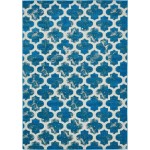 Rug Unique Loom Outdoor Trellis Turquoise Rectangular 7' 0 x 10' 0