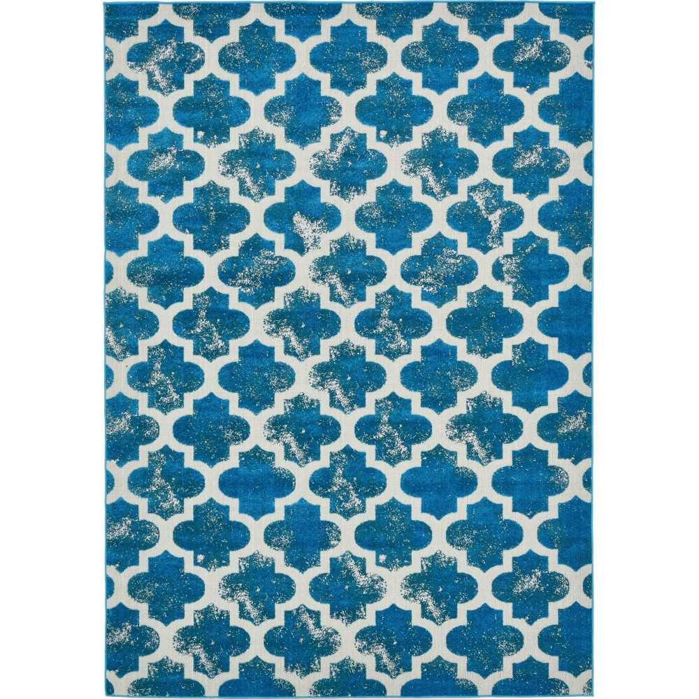 Rug Unique Loom Outdoor Trellis Turquoise Rectangular 7' 0 x 10' 0 Rug Unique Loom Outdoor Trellis Turquoise Rectangular 7' 0 x 10' 0