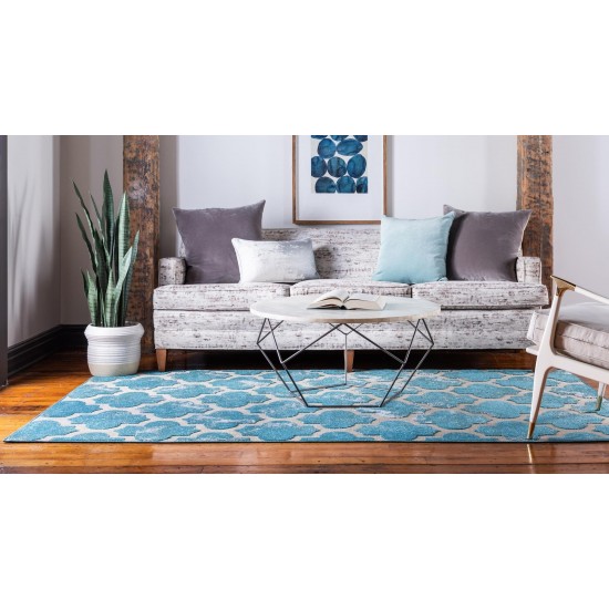 Rug Unique Loom Outdoor Trellis Turquoise Rectangular 7' 0 x 10' 0