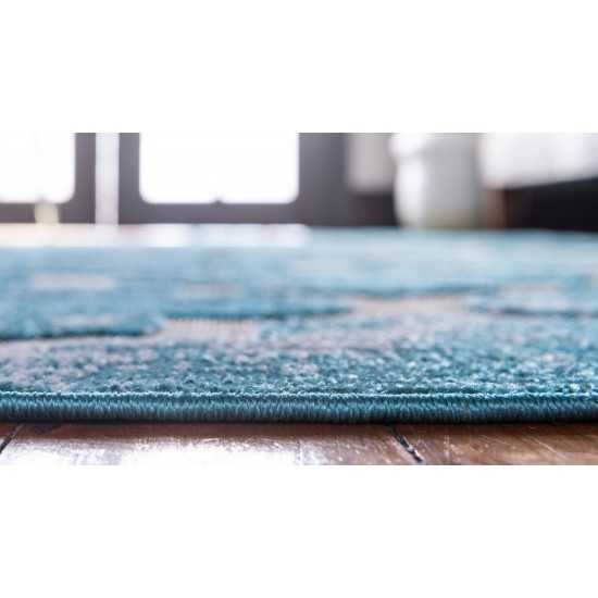 Rug Unique Loom Outdoor Trellis Turquoise Rectangular 7' 0 x 10' 0