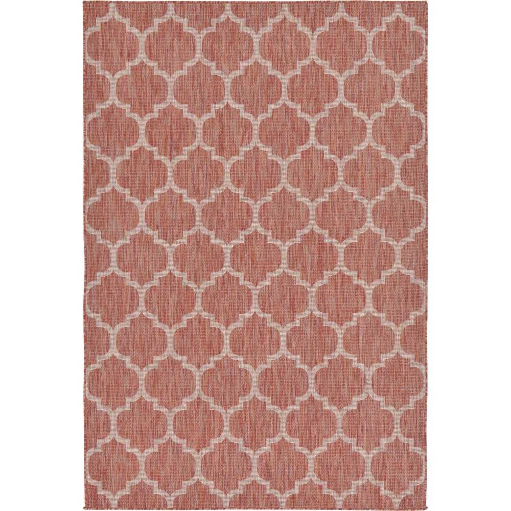 Rug Unique Loom Outdoor Trellis Rust Red Rectangular 6' 0 x 9' 0