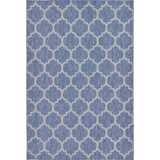 Rug Unique Loom Outdoor Trellis Navy Blue Rectangular 6' 0 x 9' 0