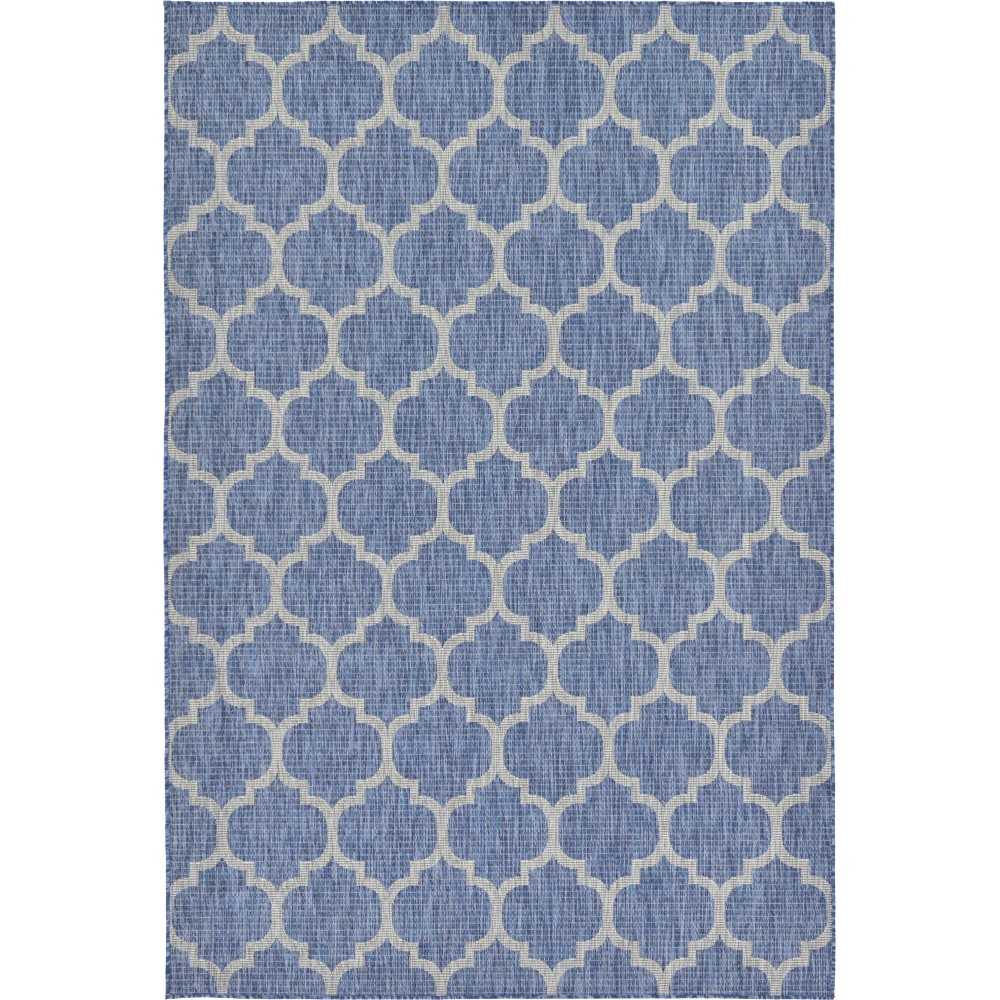 Rug Unique Loom Outdoor Trellis Navy Blue Rectangular 6' 0 x 9' 0