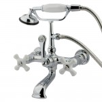 Kingston Brass Vintage 7-Inch Wall Mount Tub Faucet with Hand Shower, Polished Chrome