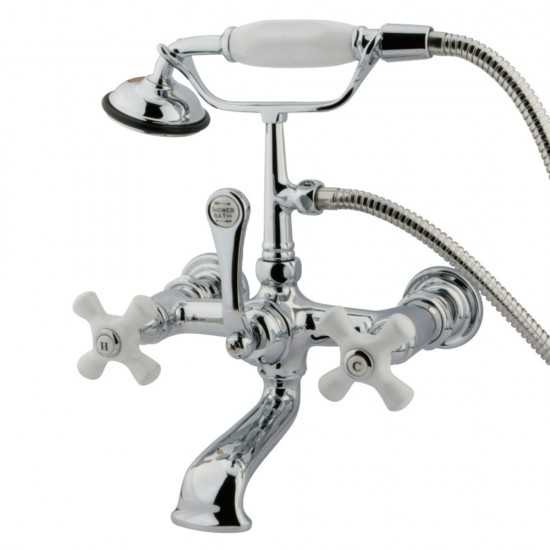 Kingston Brass Vintage 7-Inch Wall Mount Tub Faucet with Hand Shower, Polished Chrome