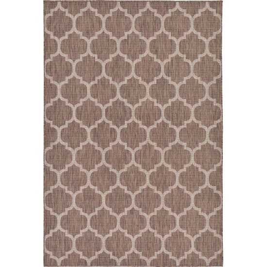 Rug Unique Loom Outdoor Trellis Brown Rectangular 6' 0 x 9' 0