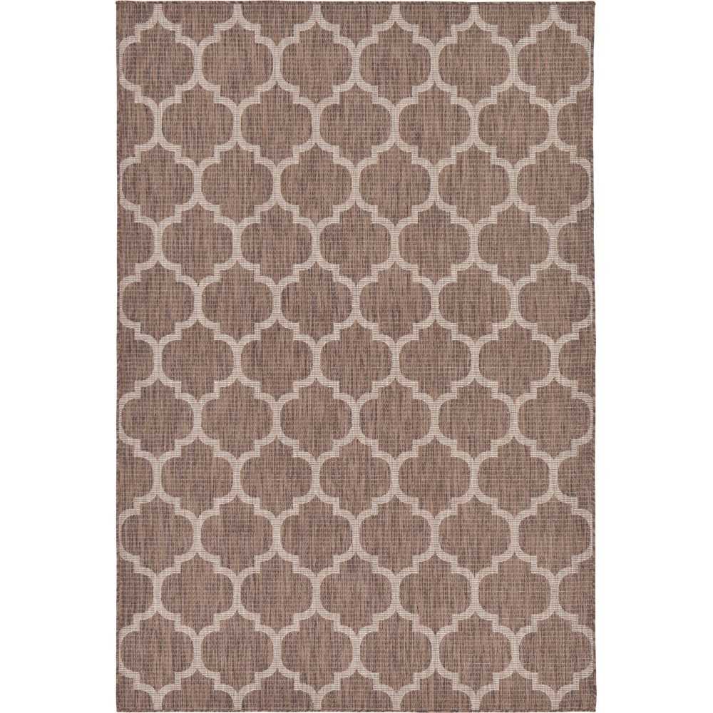 Rug Unique Loom Outdoor Trellis Brown Rectangular 6' 0 x 9' 0