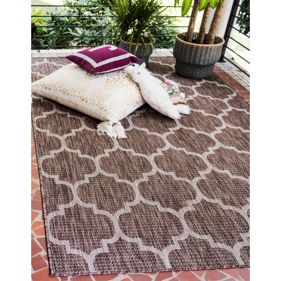 Rug Unique Loom Outdoor Trellis Brown Rectangular 6' 0 x 9' 0