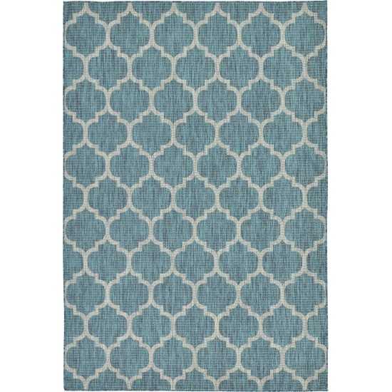 Rug Unique Loom Outdoor Trellis Teal Rectangular 6' 0 x 9' 0