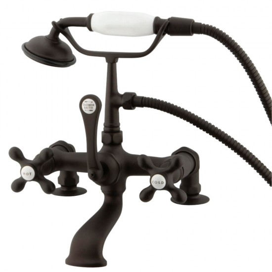 Kingston Brass Vintage 7-Inch Deck Mount Clawfoot Tub Faucet with Hand Shower, Oil Rubbed Bronze