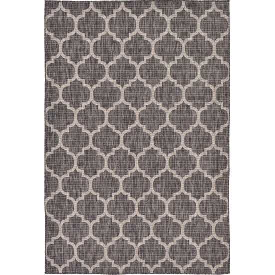 Rug Unique Loom Outdoor Trellis Black Rectangular 6' 0 x 9' 0