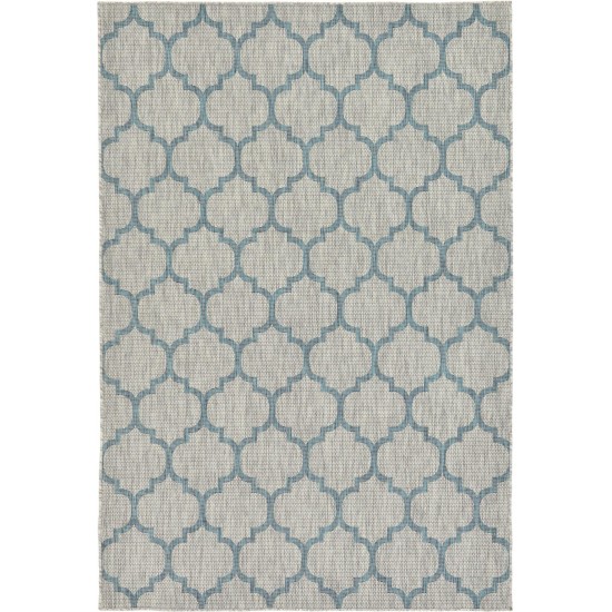 Rug Unique Loom Outdoor Trellis Blue Rectangular 6' 0 x 9' 0