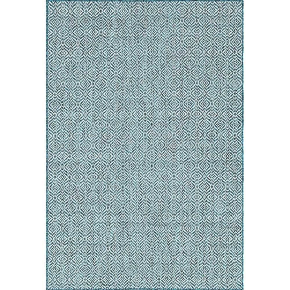 Rug Unique Loom Outdoor Trellis Teal Rectangular 6' 0 x 9' 0