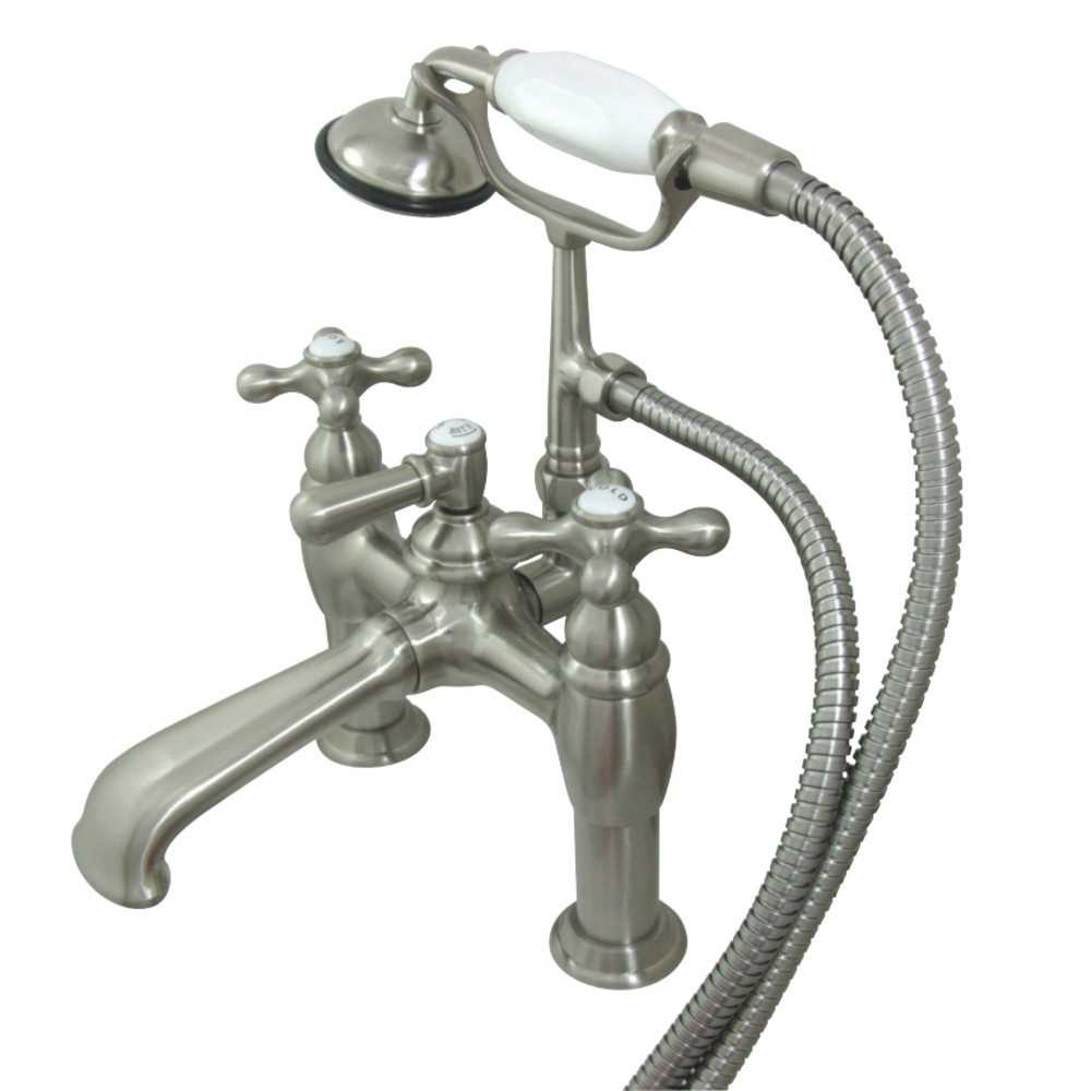 Kingston Brass Vintage 7-Inch Deck Mount Tub Faucet with Hand Shower, Brushed Nickel