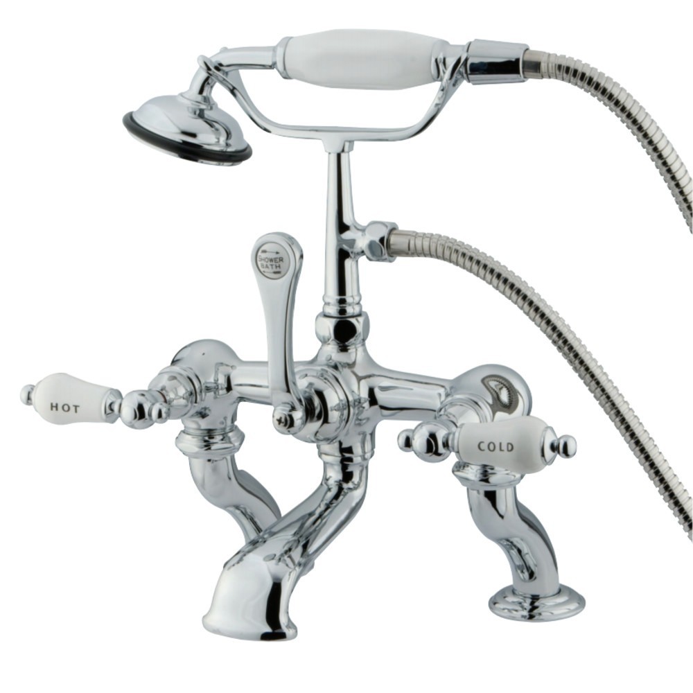 Kingston Brass Vintage 7-Inch Deck Mount Tub Faucet with Hand Shower, Polished Chrome
