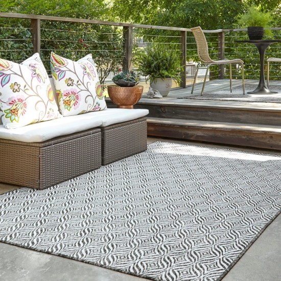 Rug Unique Loom Outdoor Trellis Charcoal Rectangular 6' 0 x 9' 0