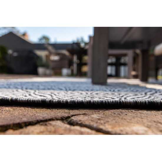 Rug Unique Loom Outdoor Trellis Charcoal Rectangular 6' 0 x 9' 0