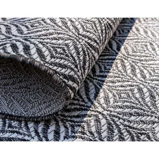 Rug Unique Loom Outdoor Trellis Charcoal Rectangular 6' 0 x 9' 0