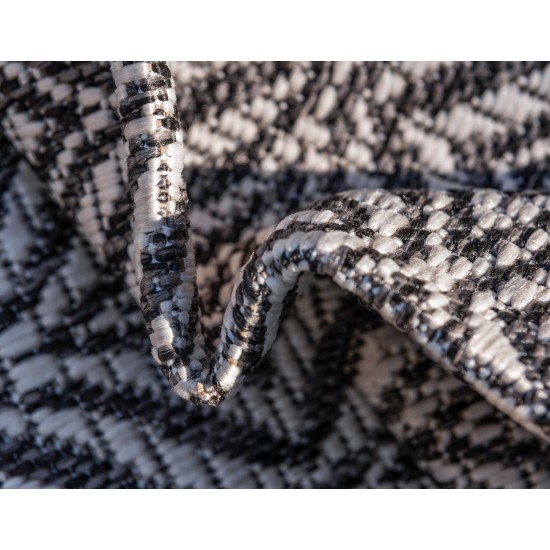 Rug Unique Loom Outdoor Trellis Charcoal Rectangular 6' 0 x 9' 0