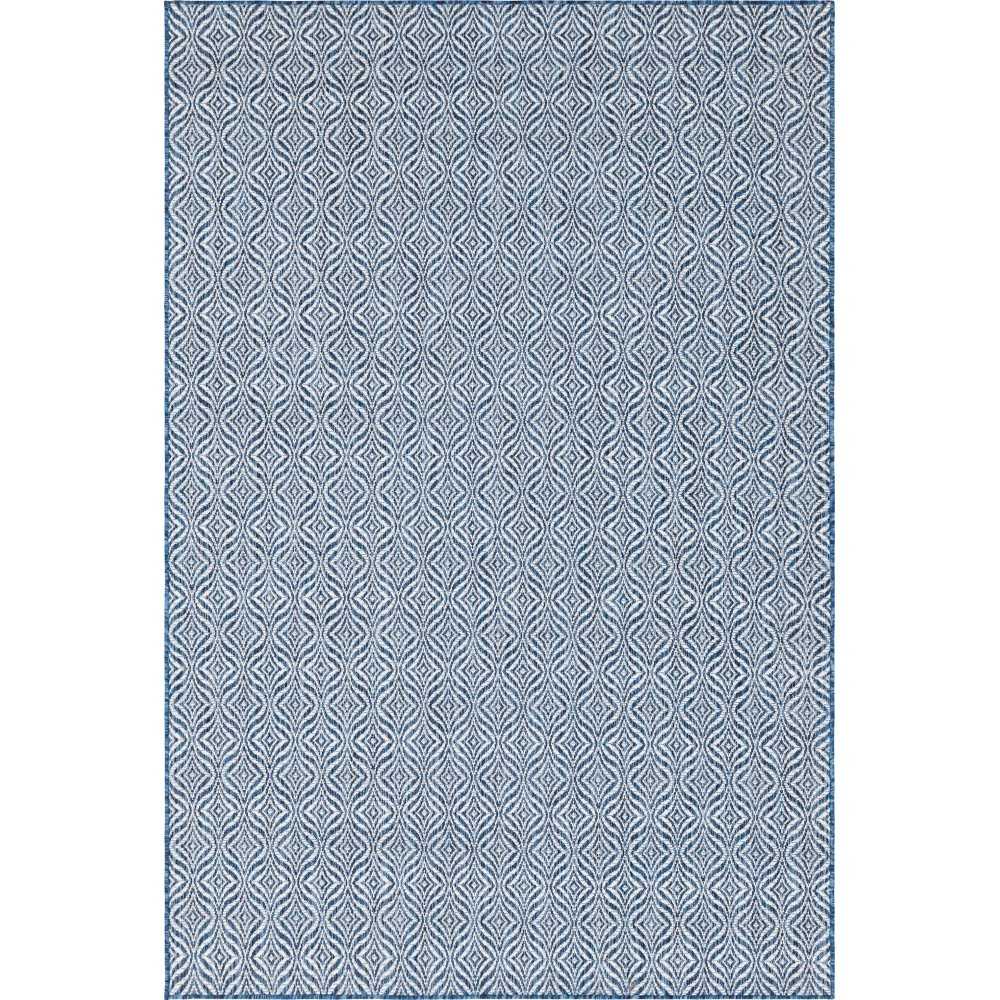 Rug Unique Loom Outdoor Trellis Navy Blue Rectangular 6' 0 x 9' 0